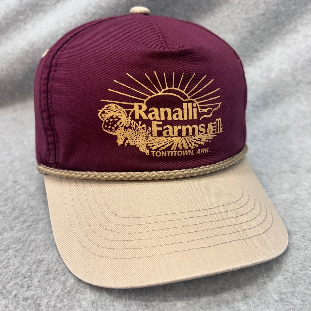 Ranalli Farms Tontitown Ark Mens Maroon OC Hat Snapback Rope Trucker OSFM